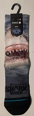 Stance Casual Discovery Shark Week Pearly Whites Great White Size Medium 6-8.5 • $12.99