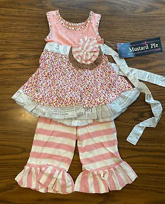 MUSTARD PIE - Baby Girls Size 18M -  OLIVIA Pink Beige Dress Pants Set - FLORAL • $24.77