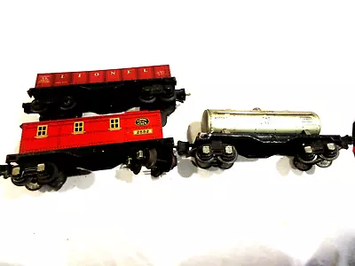 Lionel Pre War Tin Rolling Stock 2682-Caboose/2677 Gondola/2660 Tanker • $19.99