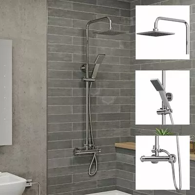 £55.79 • Buy Architeckt Bathroom Thermostatic Mixer Shower Set Square Chrome Exposed Valve