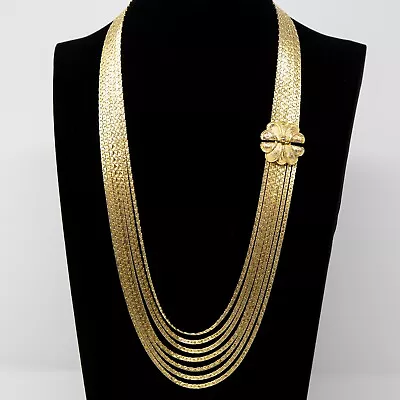 Vintage Rare Multi Strand Gold Tone VENDOME Gold Tone Statement Necklace Signed • $106.08