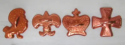 4)Vintage MIRRO Copper Colored Aluminum Cookie Cutters Crown Cross Fleur Lion • $8.50
