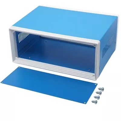 Electronic Enclosures Blue Metal Enclosure Project Case DIY Box Junction Case... • $33.81