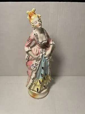 Vintage Colonial Lady Ceramic Figurine Holding A Parasol And Clutch • $13.99