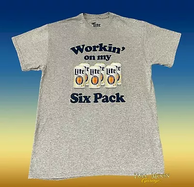 New Miller Lite Beer Working On My Six Pack 6 Mens Vintage Classic T-Shirt • $21.95