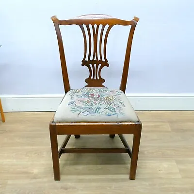 £45 • Buy Antique Georgian Oak Country Chair With A Needlepoint Seat.       |23