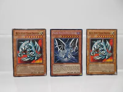 Lot Of 3 Yu-Gi-Oh! Blue-Eyes White Dragon Cards 2X Toon 1 X Malefic Foil LE • $4.99