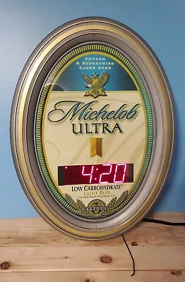 MICHELOB ULTRA Lighted Beer Sign 2003 DIGITAL CLOCK ANHEUSER-BUSCH Works Great  • $89.99