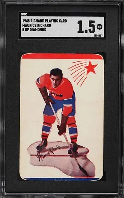 1948 Richard Playing Card 5 Of Diamonds Maurice Richard RC ROOKIE SGC 1.5 FR • $4999