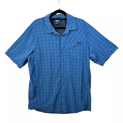 Outdoor Research Astroman Shirt Mens Large Blue Nylon Stretch Wicking UPF 50+ • $29