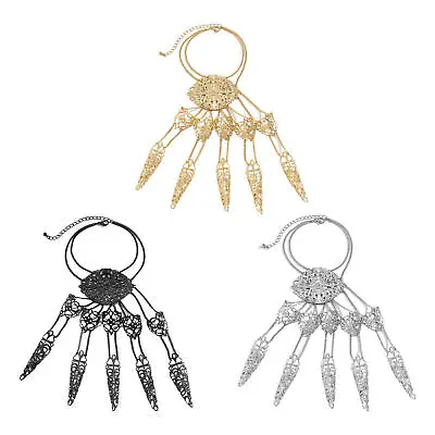 Metal Finger Claw Bracelet Halloween Adjustable Finger Nail Tip Hand Chain • $10.02