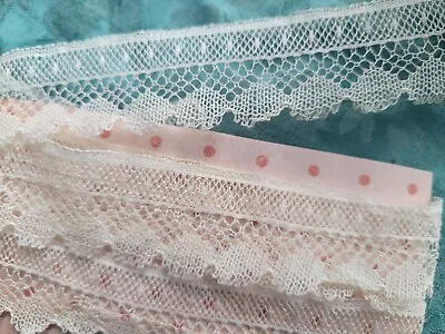 1   Vintage Val Lace French Trim Torchon Edging 58  Pillows Scalloped Cotton  • $6.99