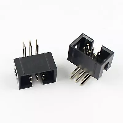 5Pcs 2.54mm 2x3 Pin 6 Pin Right Angle Male Shrouded IDC Box Header Connector • $1.09