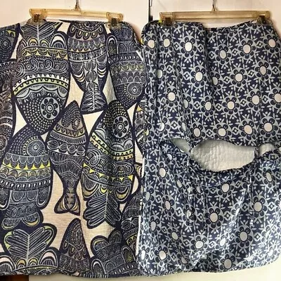 Nicole Miller Set Of 2 Quilted Pillow Shams. Blue White And Yellow With Fish. • $22