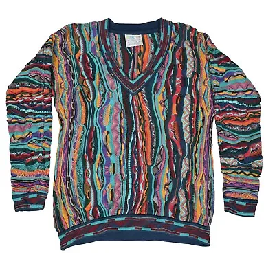 Vintage Coogi Women's V-Neck Sweater Size Medium - Australia - Vibrant Colorful • $199