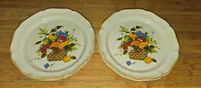 Vintage Mid Century MIKASA Garden Club Garden Harvest 2 Stoneware Dinner Plates • $29.99