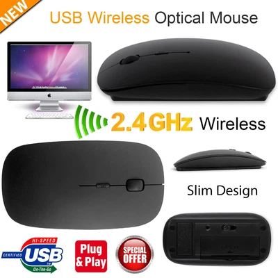 £2.95 • Buy Wireless Cordless Mouse Mice Optical Scroll For PC Laptop Computer + USB 2.4 GHz