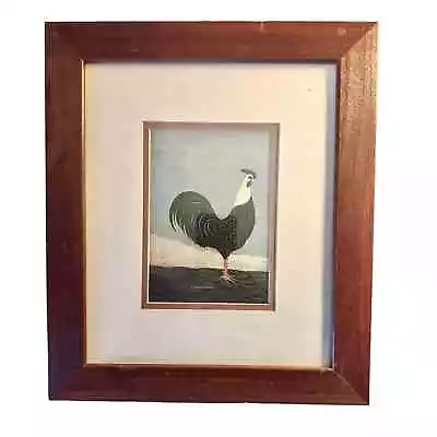 Classic Warren Kimble Black & White Rooster Print 14.5  X 12.5  Wood Framed • $23.20