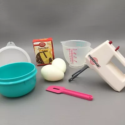 Pretend Play Food Baking Set Mini Tupperware Farberware Mixer Vintage Kitchen • $29.95