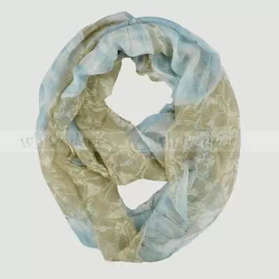 $6.95 • Buy Butterfly Flower Floral Block Circle Loop Wrap Infinity Scarf Multi Color Soft