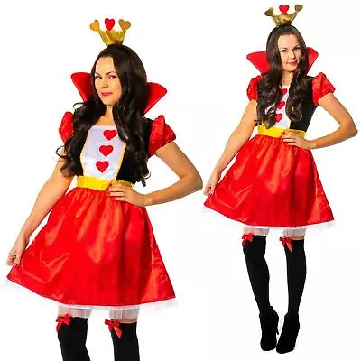 Ladies Queen Of Hearts Costume Adult Fancy Dress Outfit World Book Week Day  • £14.99