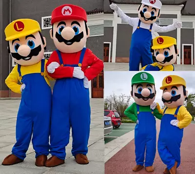 Super Mario Green Mascot Costume Cosplay Party Fancy Dress Brothers Suits Adult • $108