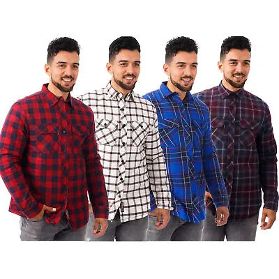 New Mens Padded Quilted Lined Lumberjack Fleece Shirt  Flannel Warm Work Jacket  • £16.98