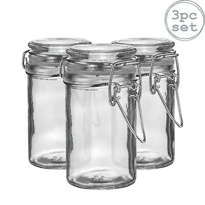 £7.99 • Buy Glass Storage Jars Airtight Clip Top Lid Food Preserve Preserving Jar 70ml X3