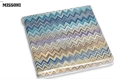 MISSONI JOHN CHEVRON ZIGZAG KING DUVET COVER 3pc. SET BLUE VIOLET TAN ITALY 170M • $1699