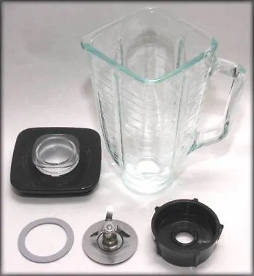 $19.97 • Buy 5 Cup Square Top 6 Piece Complete Glass Jar Replacement Set, Fits Oster Blender