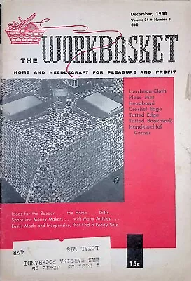 Workbasket Magazine December 1958 Knit Crochet Tatting Needlework Crafts • $7.99