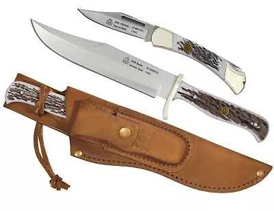 Puma SGB Bowie / Whitetail Commando Stag Outdoorsman Combo Set W/Leather Sheath • $99.99