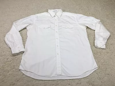 Vintage J Peterman Shirt Mens Medium White Long Sleeve Button Western USA 90s • $7.78