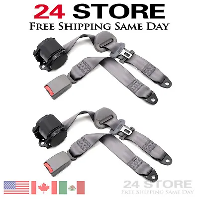 $48.38 • Buy 3 Point Safety Seat Belt Straps Heavy Duty Car Truck Adjustable Retractable X2