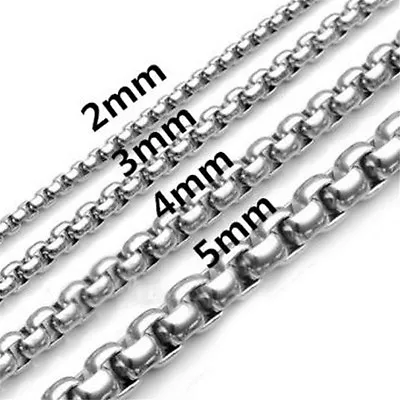 Mens Women 2/3/4/5MM Box Braided Chain Stainless Steel Necklace Link 18 -26  • $2.79