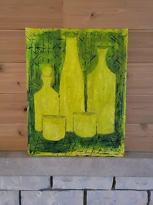 Mid Century Modern Style Still Life Painting Modernist Abstract MCM-ATOMIC AGE • $40