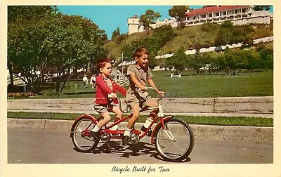 C1950s Bicycle Built For Two Mackinac Island Michigan Postcard • $9.99