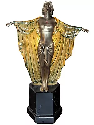 48cm Art Deco/nouveau Table Lamp Elegant Lady Figurine Bronze Finish Resin Lamp • £139.50