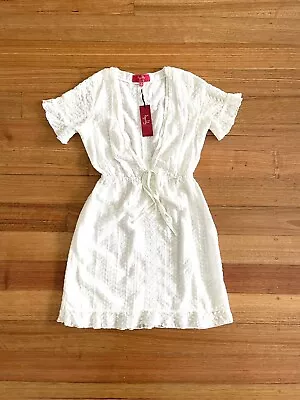 $40 • Buy Tigerlily BNWT White Lace Silk Blend Antoinette Mini Dress - 8 - RRP $189.95