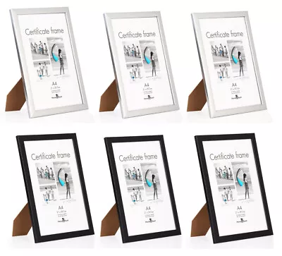 Pack Of 3 A4 Certificate Frames Photo Picture Frame BLACK Or SILVER  • £9.49