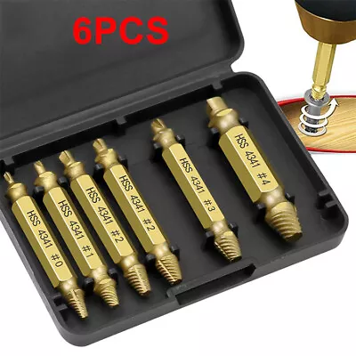 $6.59 • Buy 6Pcs Damaged Screw Extractor Broken Bolt Remover Tool Set With Black Storage Box