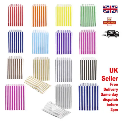 £1.99 • Buy Candy Stripe Paper Bags Party Sweet Treat Buffet Gift Shop Coloured 5 X7  7 X9 