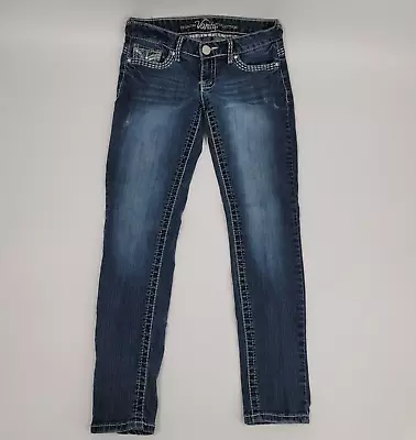 Vanity Jeans 28x30 Harlow Skinny Embroidered Medium Wash Blue Denim Women's • $24