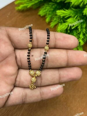 $7.17 • Buy Indian Stylish New Black Bead Mangalsutra Women Matt Gold Plated Chain Jewelry