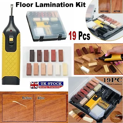 19 Pcs Laminate Floor Repair Kit Worktop Furniture Wax System Chips Scratches UK • £12.49