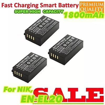 3x 1850mAh Battery EN-EL20 For Nikon 1 Series J1 J2 J3 S1 AW1 / Coolpix A | NEW • $46.77