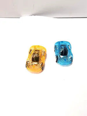 Pull Back Car Miniature Racer 2in Orange And Blue Plastic Rubber Tires (2) • $5.40