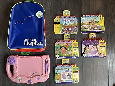 Leap Frog My First Leap Pad Learning System PINK 5 BOOKS 4 CARTRIDGES Backpack • $36.99