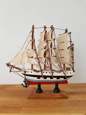 Vintage Miniature Wooden Model Sailing Ship 15cm • £14.99