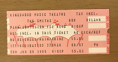 1985 The Smiths Meat Is Murder Tour Toronto Canada Concert Ticket Stub Morrissey • $124.99